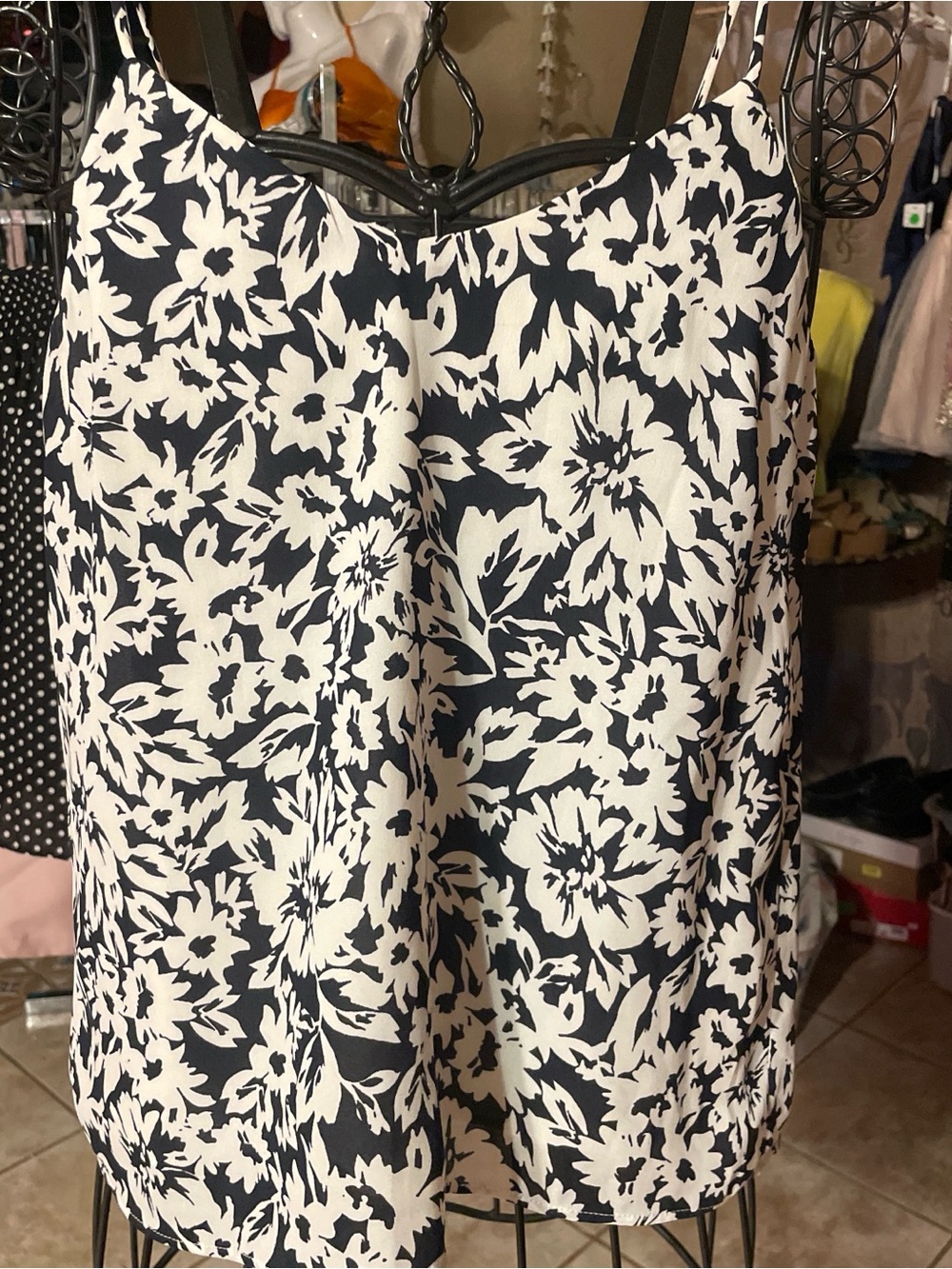 H&M Black and White Floral Tank Top